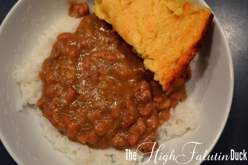 Red Beans Over Rice with Corn Bread